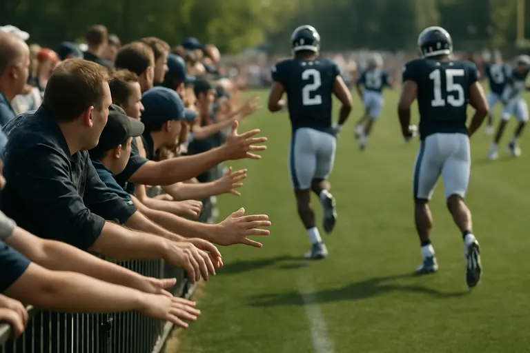 A family checking mobile tickets before entering a football practice area